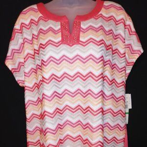 Salmon Chevron Alfred Dunner Top